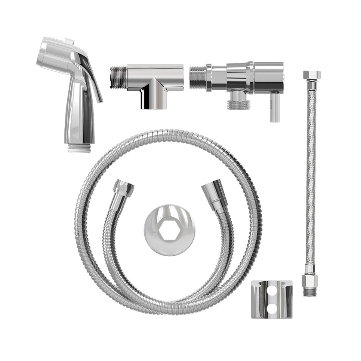 Kit Ducha Higiênica Luxo Cromada com Tee p/ Ponto Adicional